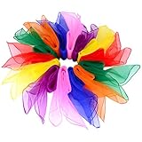 Outus 14 Pieces Dance Scarves Multicolor Juggling Scarves Rhythm Band Scarves, Square