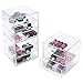 InterDesign 3 Drawer Storage Organizer for Cosmetics, Makeup, Beauty Products and Office Supplies, 4 Pack, Clear