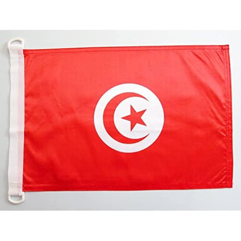AZ FLAG - Tunisia Nautical Flag - 18'' x 12'' - For Outdoor and Boat - Tunisian Banner Knitted Polyester with Two Plastic Rings - Vivid Colors - 12x18 in - 45x30 Cm — image 1