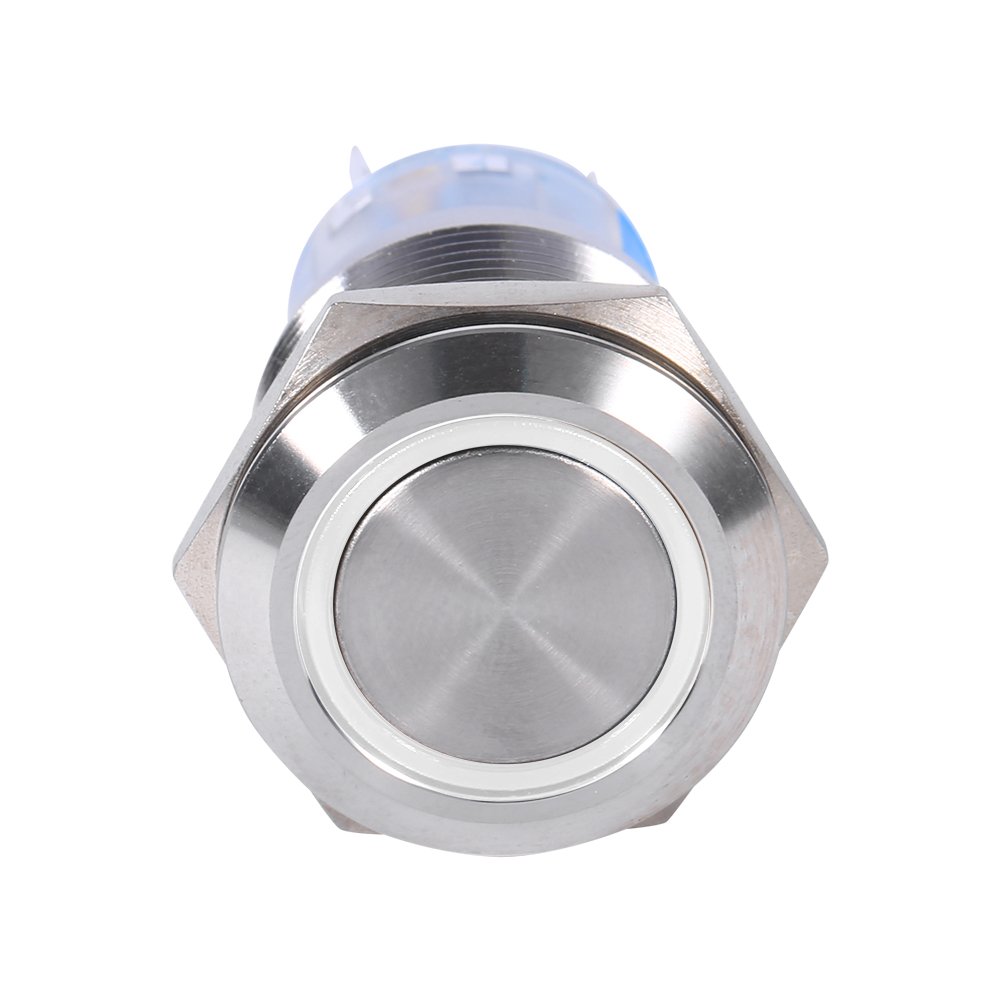 Latching Push Button Switch 12v LED Self-locking Switch19mm 12V Waterproof Stainless Latching Push Button Switch (white)
