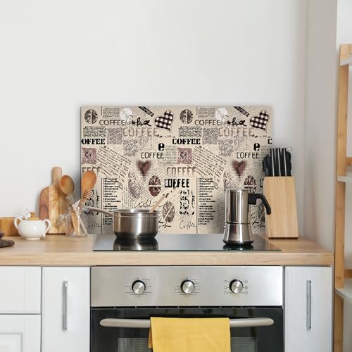 CREARREDA Aluminium Coffee Kitchen Splash Guard 72 x 48 cm Easy to Apply Made in Italy Protection for Stoves and Sinks Washable and Easy to Assemble
