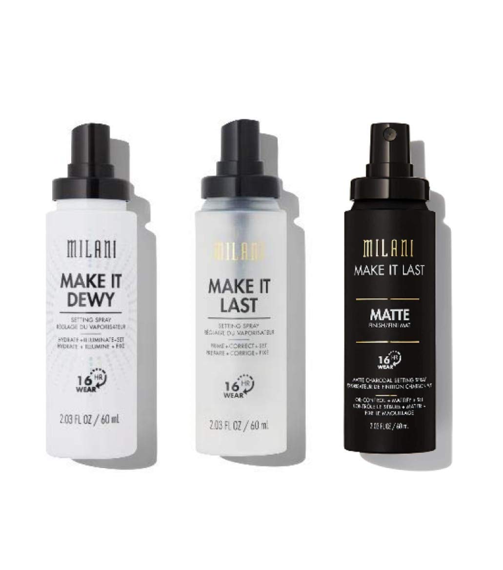 Milani Setting Spray Bundle - Make It Last, Make It Dewy, and Make It Last Matte Provide Hydration, Tone Correcting, and Matte Finish, Three Setting Sprays For Long-lasting Wear