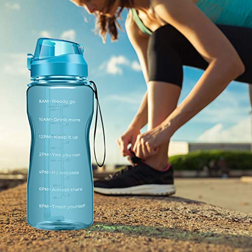 image for 4AMinLA Motivational Water Bottle 2.2L/64oz Half Gallon Jug with Straw