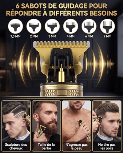 Men's Hair Clipper, Men's Beard Clipper T Zero Gap with LED Screen, IPX7 Waterproof Wireless Precision Rechargeable Clipper Professional Hair Trimmer for Family Barbers and Gift Men
