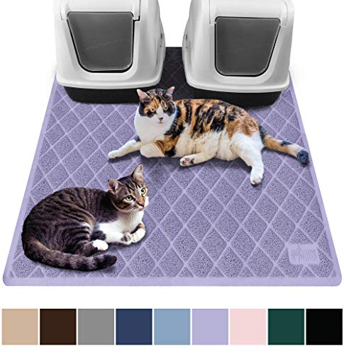 Gorilla Grip Original Premium Durable Multiple Cat Litter Mat, 47x35, XL Jumbo, No Phthalate, Water Resistant, Traps Litter from Box and Cats, Scatter Control, Mats Soft on Kitty Paws, Purple