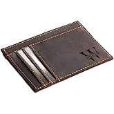 Custom Leather Card Holder Slim Wallet With Name Initials, Personalized RFID Blocking Leather Card Holder, Minimalist Card Holder With Initials, Customized Text Engraved Card Holder