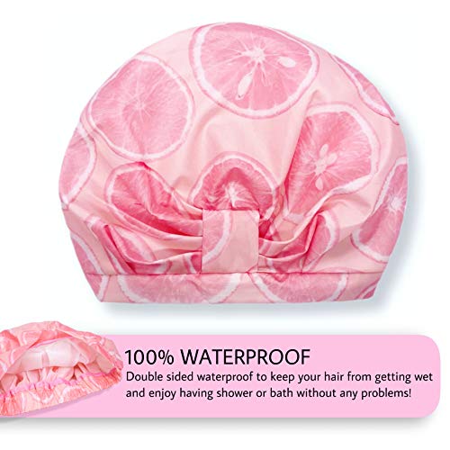 Luxury Shower Cap For Women - Ideal For All Hair Lengths and Thicknesses - Reusable, Waterproof and Washable - Double Layered Hair Cap - Beautiful Style and Color (Pink) 5 Luxury Shower Cap For Women - Ideal For All Hair Lengths and Thicknesses - Reusable, Waterproof and Washable - Double Layered Hair Cap - Beautiful Style and Color (Pink)