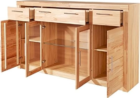 Anrichte Kernbuche BV-VERTRIEB Highboard Kernbuche teilmassiv Hochkommode - (2750)