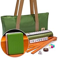 Yellow Mountain Imports American Mahjong Set, Huntington with Olive Green Soft Case - 4 All-in-One Racks with Pushers, Dice, & Wright Patterson Scoring Coins