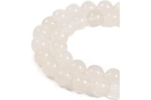 Nancybeads 45pcs 8mm Natural White Jade Gemstone Round Spacer Loose Stone Beads for Jewelry Making 15.5" 1 Strand (White Jade, 8mm 45Beads)