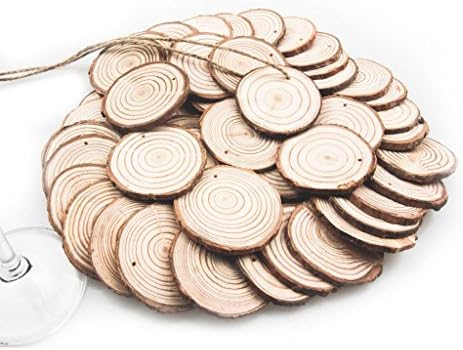 Wood Slices: 25 PIECES-Comes with 5m Jute Twine, Great for Holidays and Decorations