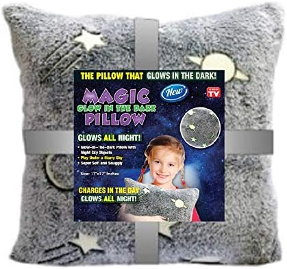 Glow in The Dark Pillow Super Soft Soft Glows All Night -Night Sky Objects 17"x17"
