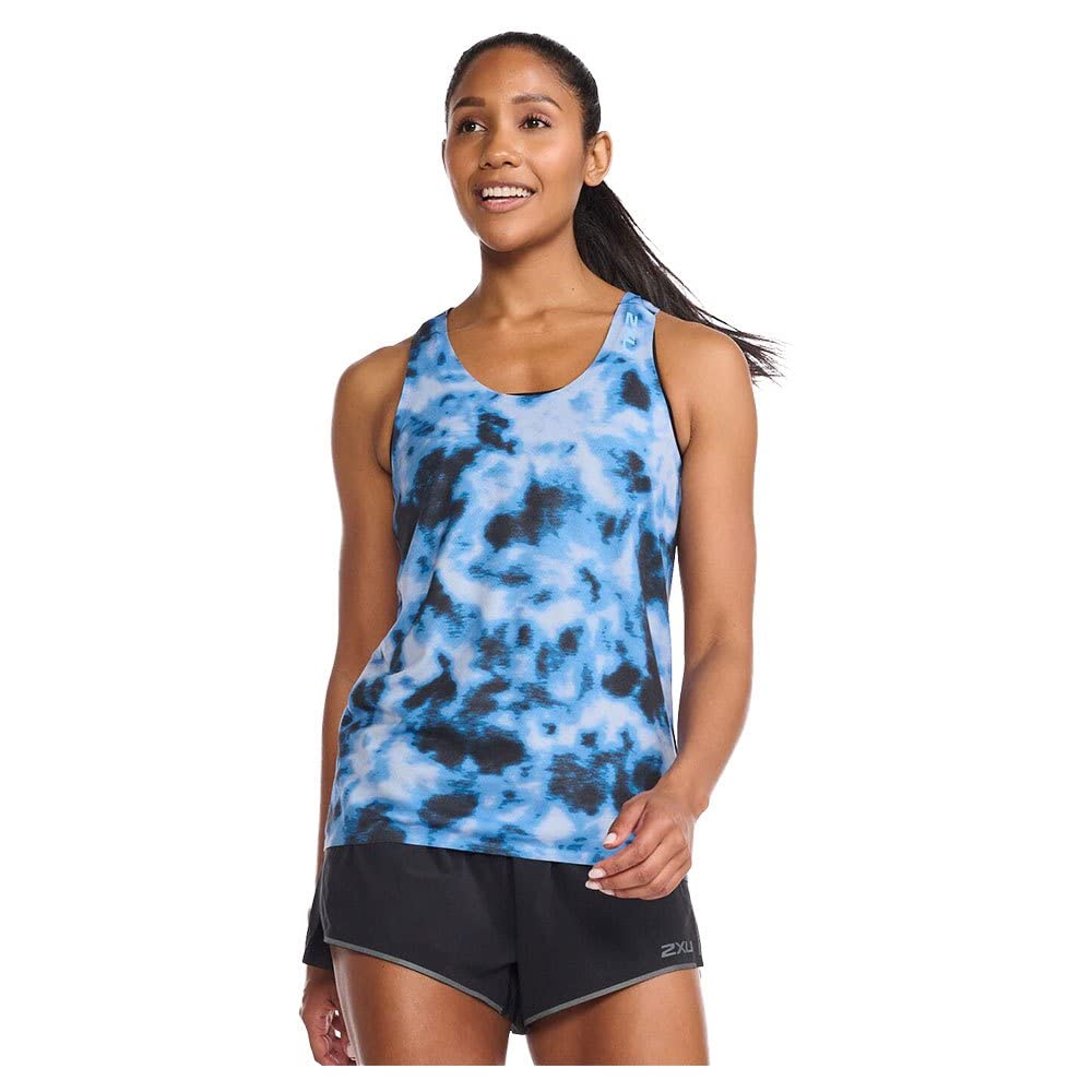 2XU Women's Light Speed Singlet Tank Top, Digital Dye/Mirage Reflective, S