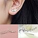 Zittop Ear Crawlers 7 Crystals Silver Plated Curved Vine Bar Earrings Cuff Rhinestone Climber Pins