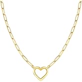 Zeffy Cute Heart Necklace 18k Gold/Silver Plated Tiny Heart Pendant Choker Necklaces Gold Love Heart Chain Necklace for Women Dainty Gold Jewelry Valentines Day Gifts for Women Girls Teen Girls