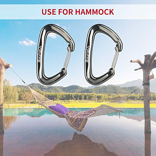 XINDA Carabiner Clip 12KN/2645lb 4pack,Heavy Duty Aluminium Alloy Carabiners for Hammock,Keychain Locking,Dog Leash,Outdoor Hiking(Gray 4PC)