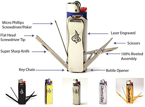 LighterBro - Lighter Sleeve - Multi-tool - Stainless Steel - Stealth (Includes Custom Lanyard) - Thumbnail 3