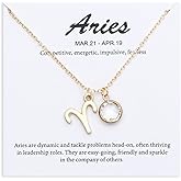 TGOLM 14k Gold Plated Zodiac Birthstone Crystal Pendant Necklace, Horoscope Sign Charm Necklace for Women Birthday Gift