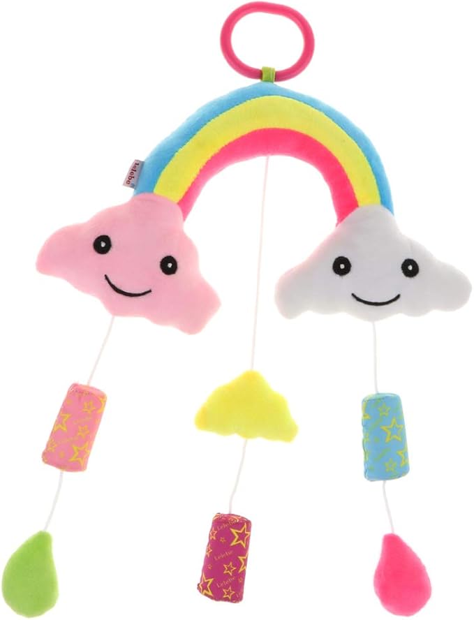 Amazon 赤ちゃん 虹 雲 ハンドベル ぶら下がり ぬいぐるみ 柔らかい ベビーカー おもちゃ 布のおもちゃ おもちゃ