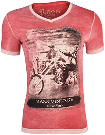Rass Collection V-Neck Graphic T-Shirt – Men’s Tee Shirts MJC5041-RED-L