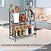Bathroom Countertop Organizer, F-color 2 Tier Foldable Kitchen Spice Rack Counter Storage Shelf Organizer, Bronze