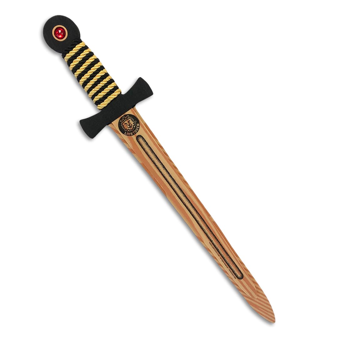 Liontouch - WoodyLion Sword, Gold & Black - Medium Size, Age 3+ | Woodlike Foam Toy For Pretend Play In The Woods | Safe & Flexible Weapons & Battle Accessory For Dress Up & Costumes For Kids