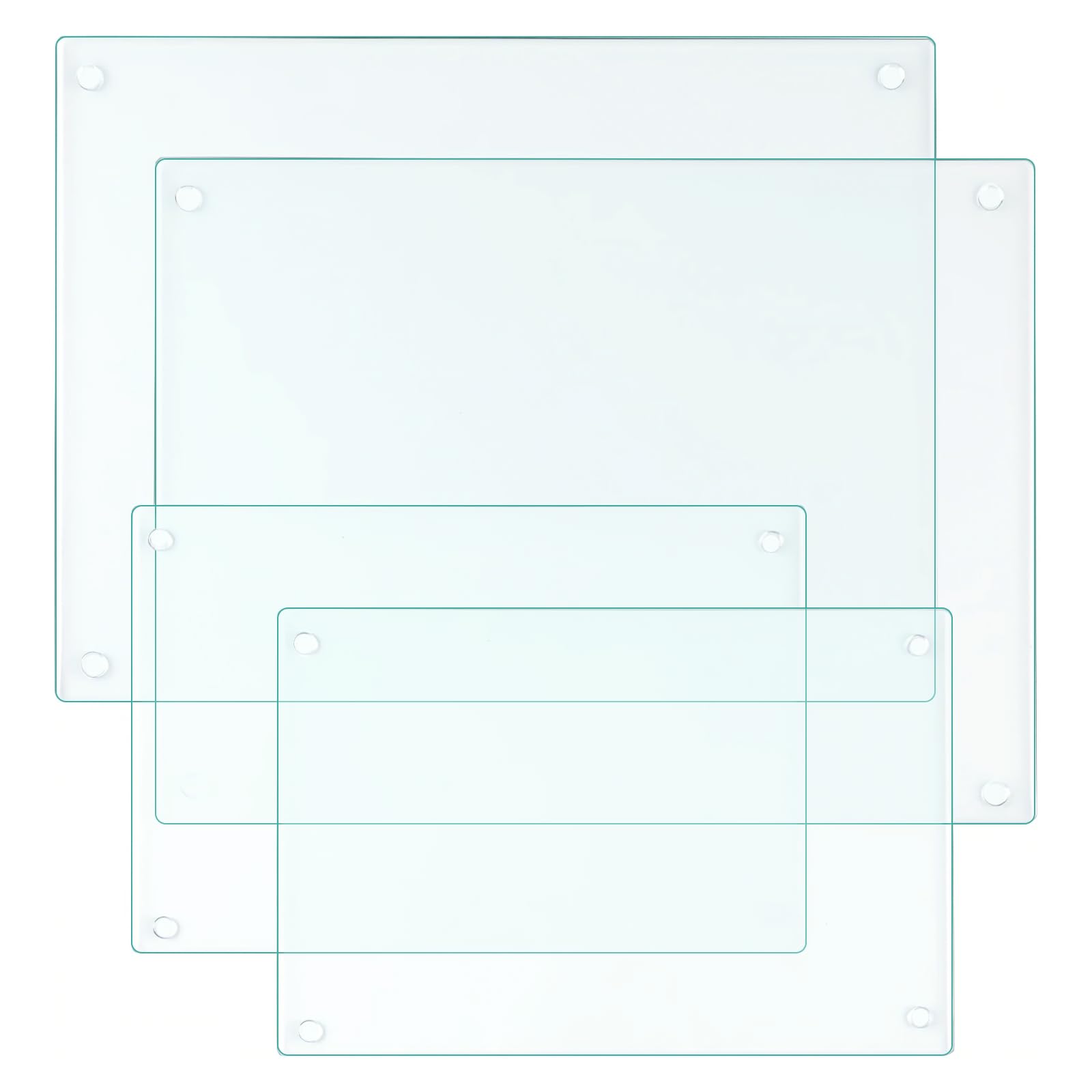 Photo 1 of Tempered Glass Cutting Board Cutting Boards for Kitchen,Clear Cutting Board for Countertop,Glass Palette for Oil Painting, Heat Resistant, Shatter Resistant (Clear, Set of 4)