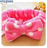ATOZWIG Big Bow Dot Striped Soft Hair Band Head Wrap Headband Bath Spa Headband Make