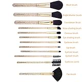 ENZO KEN Shining 12pcs Makeup Brush Set Premium Kabuki Foundation Face Powder Blush Eyeshadow Brushes Makeup Brush Kit with Leather Case