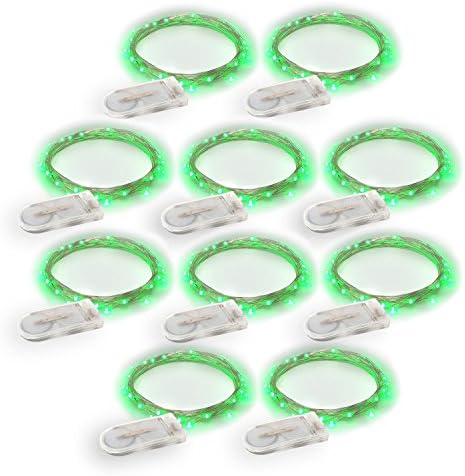 RTGS Products Green Colored LED Lights Indoor Outdoor String Lights, Fairy Lights Battery Powered Patio, Bedroom, Holiday Decor, etc. (Green Color 15 LEDs 6 FEET 10 Sets)