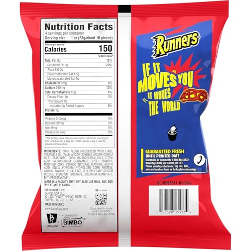 BARCEL RUNNERS – CHILI PEPPER & LIME FLAVORED SPICY CORN SNACK SIZE BAG