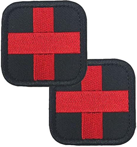 QTao Cross-A Hook &amp; Loop Velcro Tactical Morale Patch Medic Cross Military Badge 2pcs (Color 5)