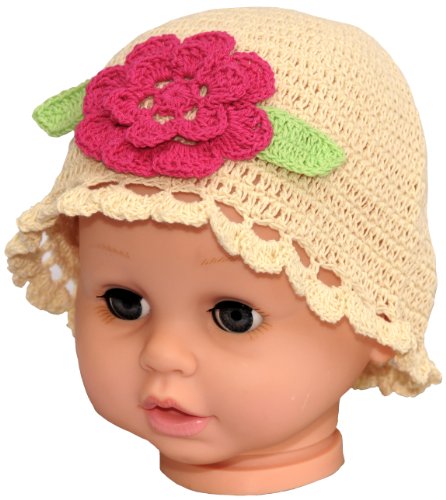 Crochet Baby Flower Beanie, Sizes: 3-6 M, 6-12 M (6-12 m)