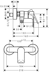 Hansgrohe Rebris E Exposed Shower Mixer Chrome 72650000 Single Lever view 3