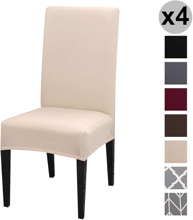 INMOZATA Dining Chair Covers High Back Polyester Spandex Elastic Dining