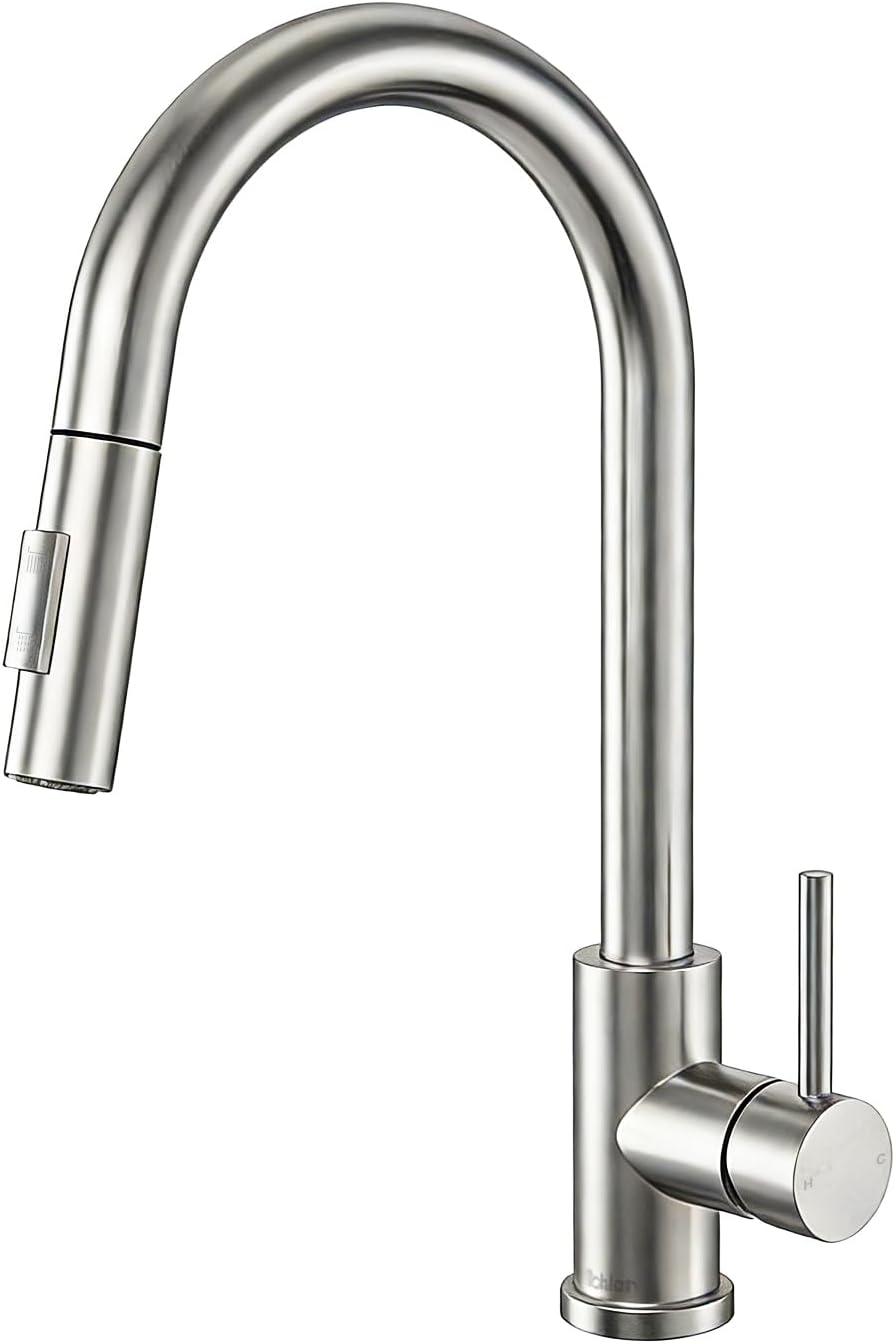 Tohlar Kitchen Sink Mixer Tap Brushed Nickel Pull Down Sprayer