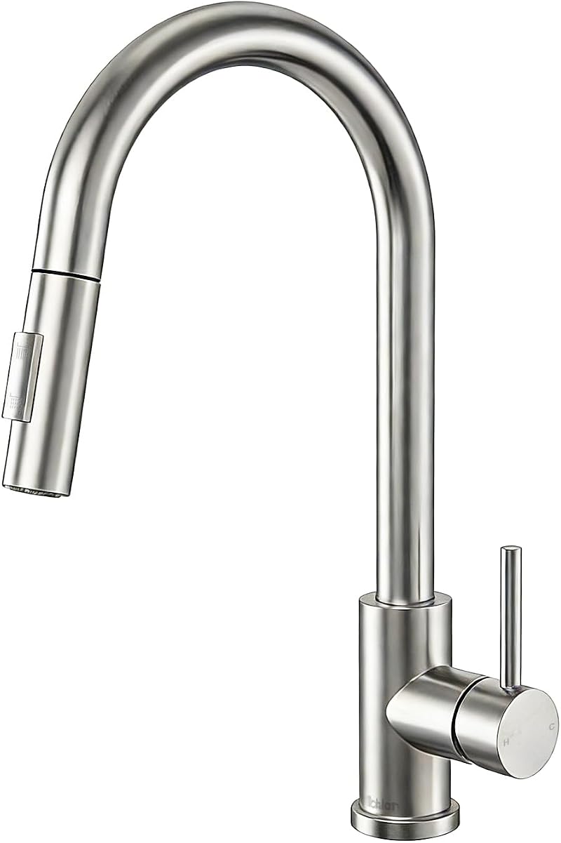 Tohlar Kitchen Sink Mixer Tap Brushed Nickel Pull Down Sprayer