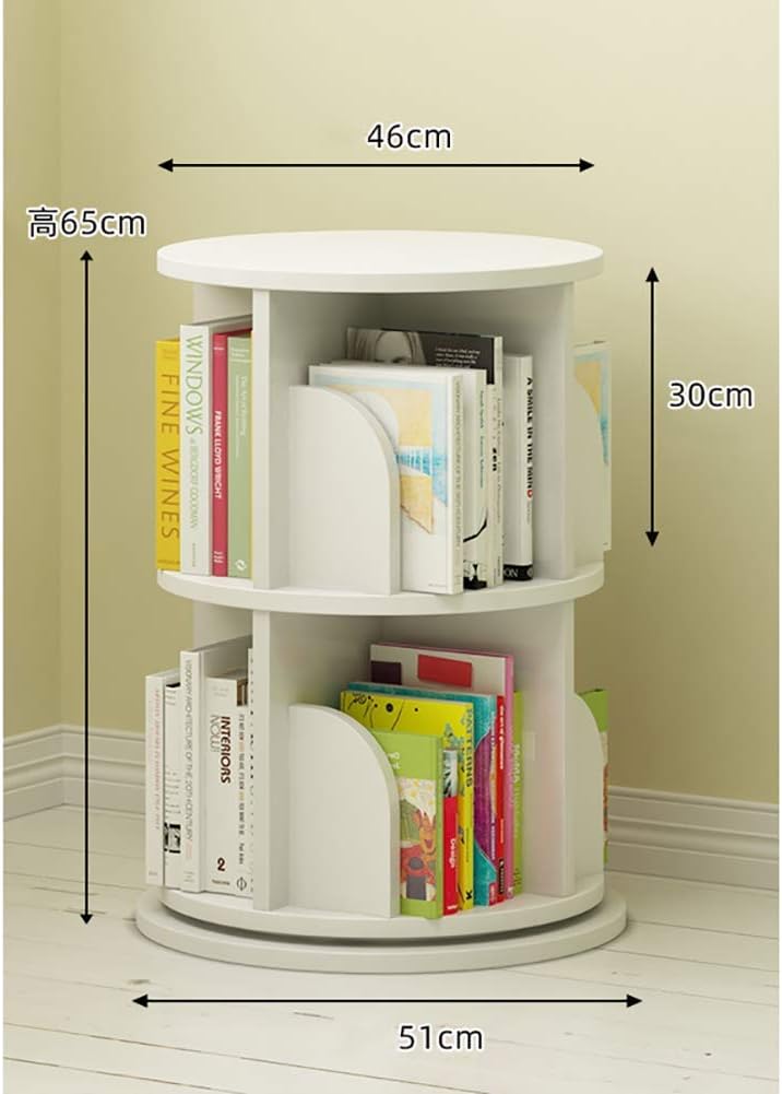 ZXYY 2 Tier Rotating Bookcase Wooden Rotating Bookcase Toy Display