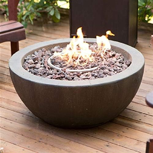 CHOOSEandBUY 28-inch Round Gray Enviro Stone Natural Gas Fire Pit Bowl New Good Elegant Classic Sturdy