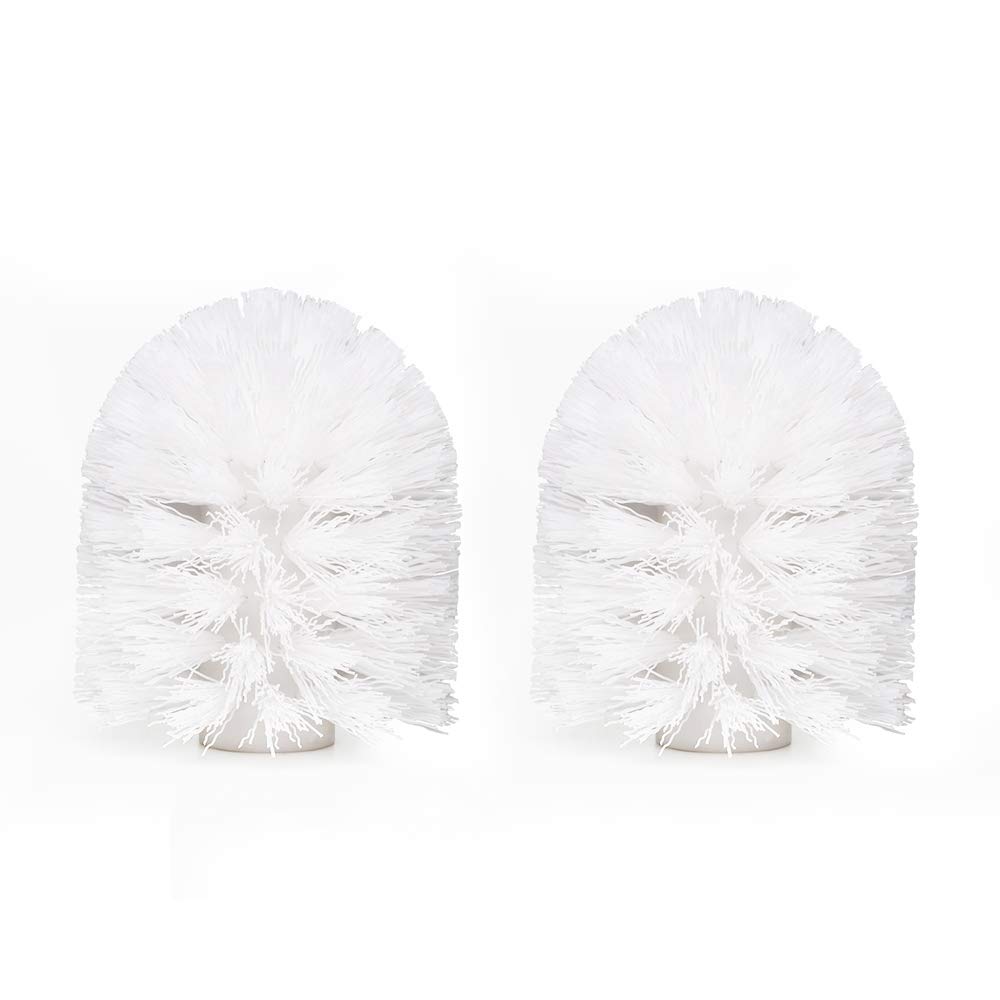 KOLLIEE White Toilet Brush Head Replacement Screw Toilet Brush Head 2 Pack (Suitable for Brush rods with a Diameter of 9.5mm)