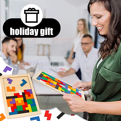 3 otters Wooden Blocks Puzzle, 2 Sets Wooden Russian Blocks Tangram Jigsaw Puzzles for Kids Ages 4-8 Brain Games Intelligence Toys Classroom Must Haves