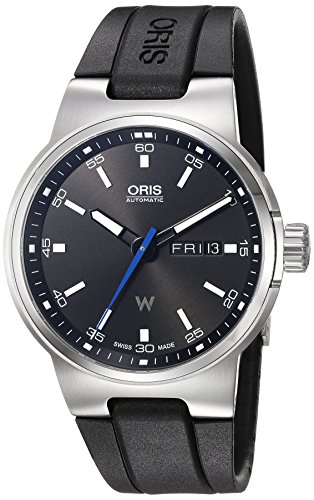 Oris Men's 'Williams Day Date' Swiss Automatic Stainless Steel and Rubber Dress Watch, Color:Black (Model: 73577164154RS)