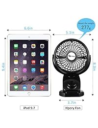 Hpory   Ventilador USB para cochecito de bebé, recargable, portátil, 2 en 1, mini ventilador con batería de 4400 mAh, para oficina, acampada o actividades al aire libre