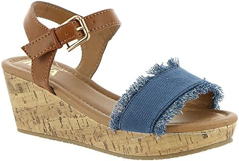 MIA Amore Kids Girls Rita Buckle Ankle Strap Wedge Sandals