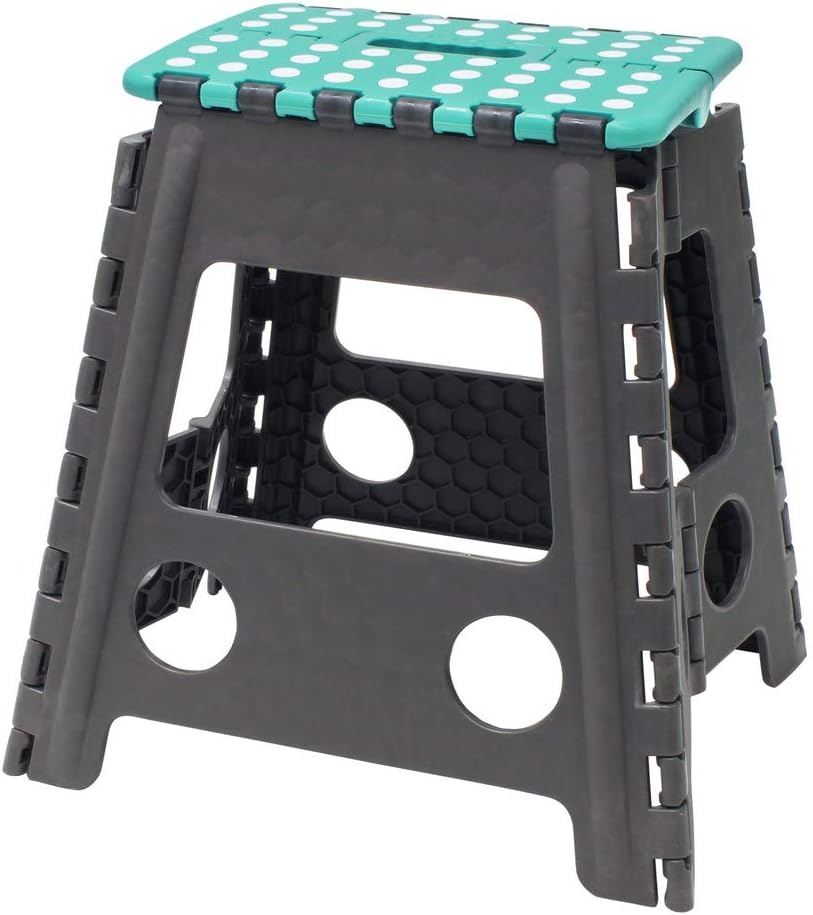 JVL Small and Large Folding Step Stool, Grey/Turquoise, Large & Small - Image 3