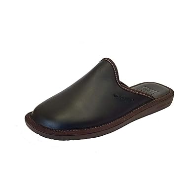 mens black leather mules