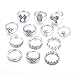 UHANGETH 13pcs Retro Rings Hollow Carved Flowers Joint Knuckle Rings Sets (Silver)