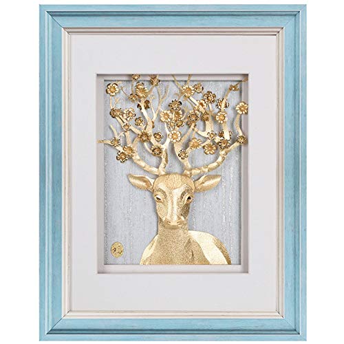 MQW Modern Minimalist Home Decoration Living Room Painting/Porch/Bedroom Creative Three-Dimensional Gold Foil Painting Delicate and Beautiful (Color : Blue)