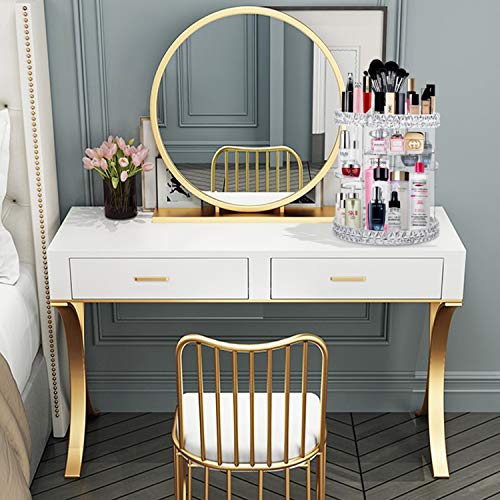 alvorog Makeup Organizer 360 Degree Rotating Cosmetic Storage Case DIY Makeup Carousel Spinning Holder with Adjustable Shelves Large Capacity for Jewelry, Makeup Brushes and Lipsticks (Small)