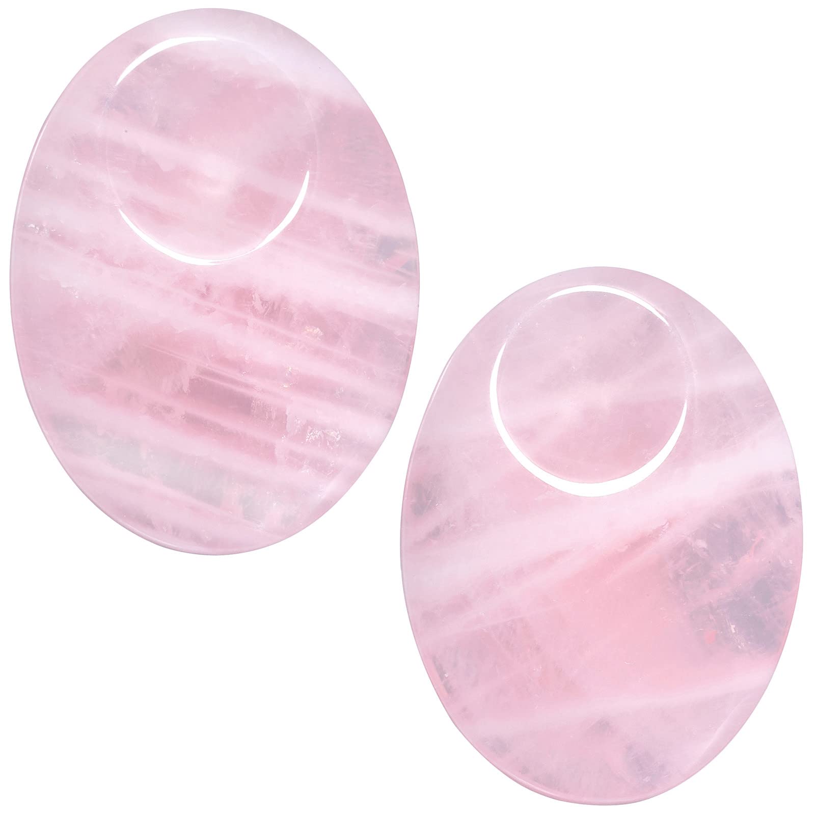 mookaitedecor Pack of 2 Rose Quartz Thumb Worry Stones Healing Crystals for Anxiety Stress Relief, Polished Oval Worry Stones Pink Thumb Stone Gift Reiki Good Luck Palm Pocket Stones for Meditation